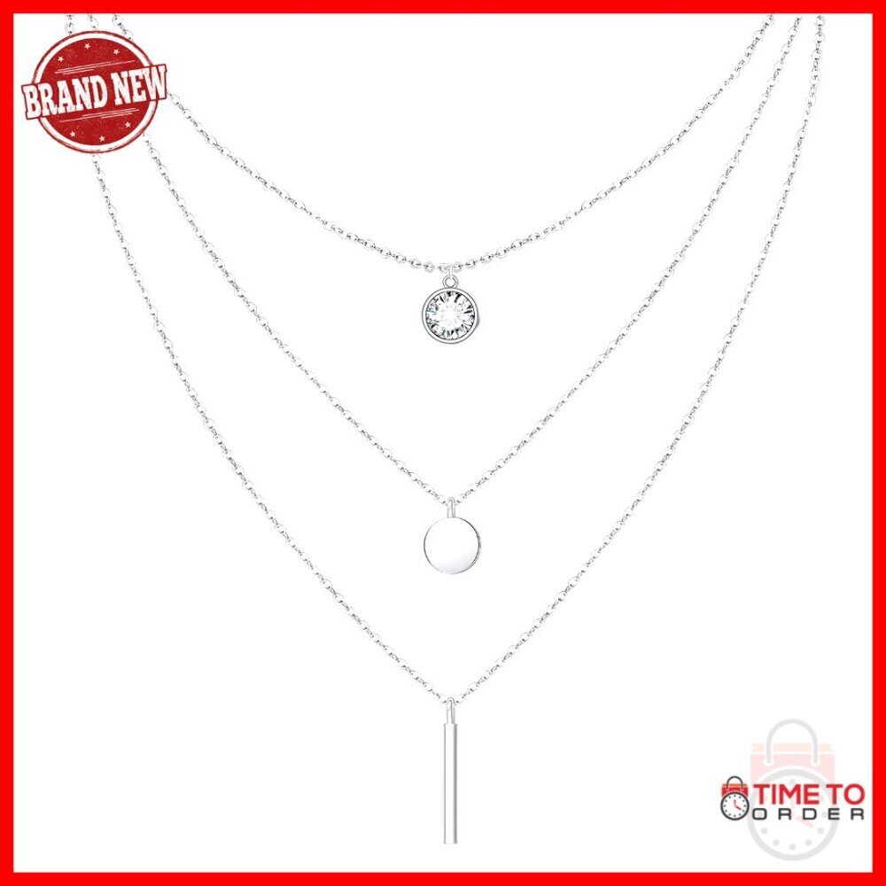 Sterling Silver Triple Circle Layered Necklace 16-20 Inches